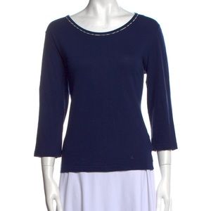 Burberry London scoop neck top in navy blue Size L